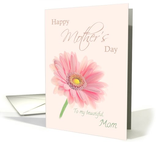 Mom Happy Mother's Day Pink Gerbera Daisy Shell Pink card (1081192)
