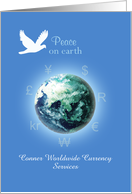 Banking Financial Business Holiday Card Dove Earth and Currency Peace card