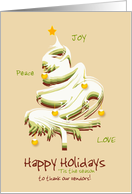 Vendor Business Christmas Tree with Yellow Ornaments and Star Custom card