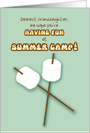 Granddaughter Summer Camp Humorous Thinking of You Marshmallows Sticks card