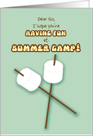 Sister Summer Camp Humorous Thinking of You Marshmallows on Sticks card