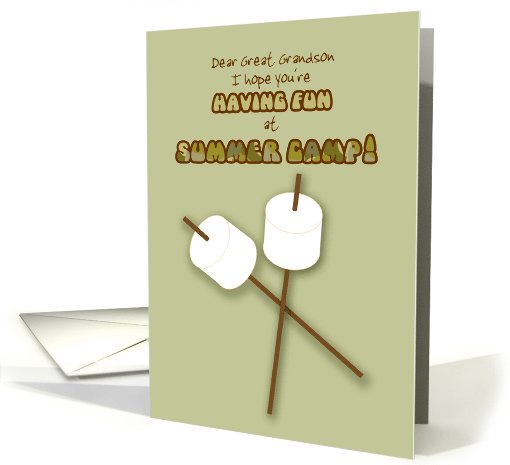 Great Grandson Summer Camp Humorous Thinking of You Marshmallows card
