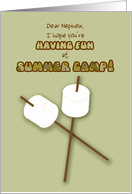 Nephew Summer Camp Humorous Thinking of You Marshmallows on Sticks card