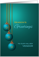 Vendor Business Season’s Greetings Christmas Holiday Teal Ornaments card