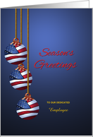 Employee Patriotic Season’s Greetings U.S. Flag Ornaments Business card