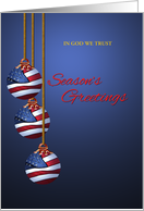 Military Patriotic Season’s Greetings U.S. Flag Ornaments Custom Text card