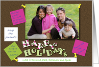 Happy Holidays Cork board Messages Custom Photo Card