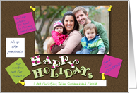 New Address Happy Holidays Cork board Messages Custom Photo Card