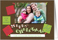 Merry Christmas Cork board Messages Custom Photo Card
