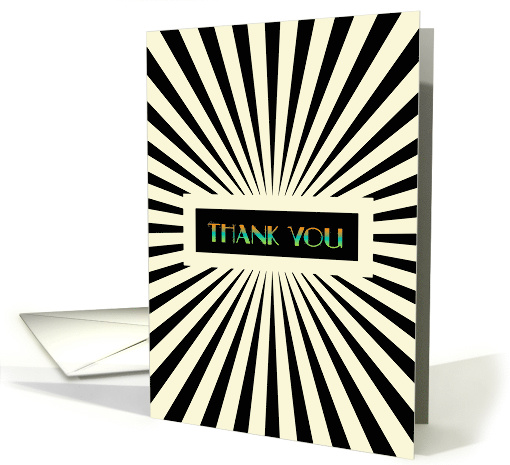 Zebra Print Op Art Modern Thank You Beige and Black Blank Inside card