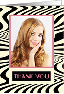 Photo Card Zebra Print Op Art Modern Thank You Pink Blank Inside card