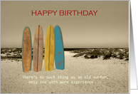 Happy Birthday Vintage Surfboards by Ocean Getting Older Surfer Humor card