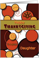 Daughter Happy Thanksgiving Retro Circles and Swirls in Autumn Colors card