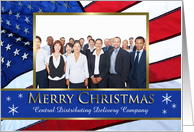 Merry Christmas Patriotic U.S. Flag Christmas Business Photo card