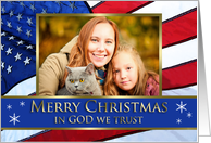 Military In GOD we Trust Christian Patriotic Christmas Photo card