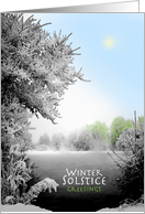Winter Solstice Greetings Snow Covered Trees Lake and Colors of Spring card