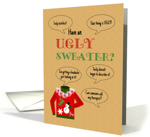 Ugly Sweater Christmas Party Invitation Knitted Sweater Humor card