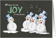 Chalkboard Joy of the Season Jolly Snowmen Singing Songs card