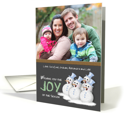 Chalkboard Joy of the Season Jolly Snowmen Singing Songs Photo card