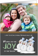 Chalkboard Joy of the Season Jolly Snowmen Singing Songs Photo Card