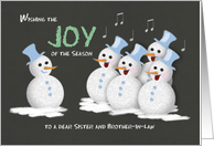 Chalkboard Sister and Brother-in-Law Joy of the Season Jolly Snowmen card