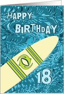 Surfer 18th Birthday with Surfboard in Ocean Graphic card