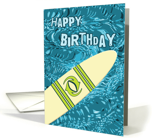 Surfer Birthday with Surfboard in Ocean Graphic card (1198464)