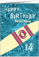 Surfer Great Niece 14th Birthday with Surfboard in Ocean card