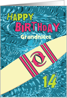 Surfer Grandniece Custom 14th Birthday with Surfboard in Ocean card