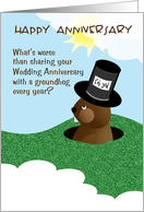 Wedding Anniversary on Groundhog Day Humor Sharing Kisses card