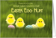 Easter Egg Hunt Invitation Custom Cute Chicks in Grass Speckled Eggs card
