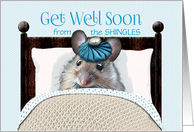 Shingles Get Well Soon Cute Mouse in Bed with Ice Bag on Head card