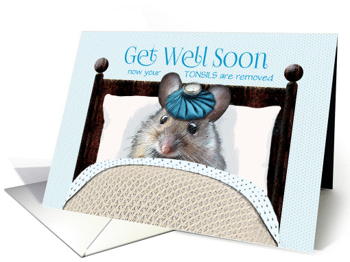 Tonsillectomy Get Well Soon Cute Mouse in Bed with Ice... (1248184)