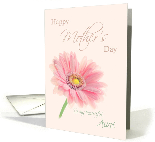 Aunt Happy Mother's Day Pink Gerbera Daisy on Shell Pink card