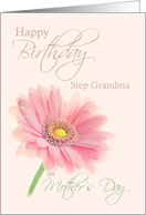 Step Grandma Mother’s Day Birthday Pink Gerbera Daisy on Shell Pink card