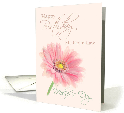 Mother in Law Mother's Day Birthday Pink Gerbera Daisy on... (1262168)