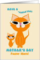 Foster Mom Mother’s Day Cute Cool Ginger Cats Mother Kitten Sunglasses card