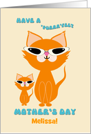 Custom Name Mother’s Day Cute Ginger Cats Mother Kitten Sunglasses card