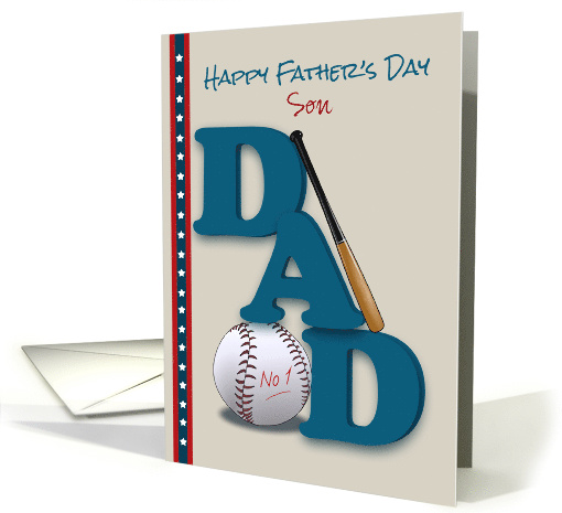 Son Father's Day Baseball Bat and Baseball No 1 Dad Stars... (1273596)