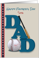 Son Father’s Day Baseball Bat and Baseball No 1 Dad Stars and Stripes card