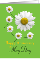 Wedding Anniversary on May Day Daisy Design on Spring Green card
