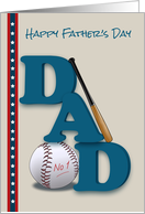 Father’s Day Baseball Bat and Baseball No 1 Dad Stars and Stripes card
