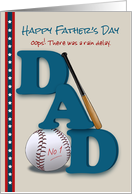 Belated Father’s Day Baseball Bat and Baseball No 1 Dad Stars Stripes card