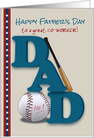Co-Worker in Law Father’s Day Baseball Bat and Baseball No 1 Dad card