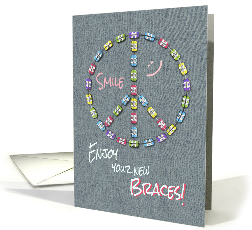 Braces On Congratulations - Peace Sign Smile Enjoy Braces Girl card