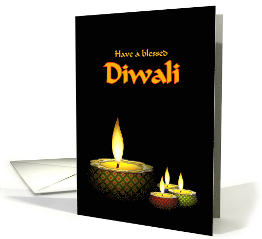 Diwali Greetings for Business or Personal with Colorful Diya card