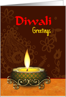 Diwali Greetings Business or Personal with single Diya Shining Brightly card