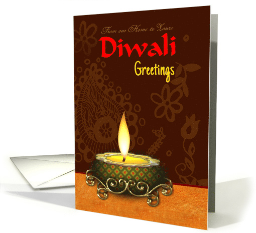 Diwali Greetings From our Home to Yours Diya Shining Brightly card