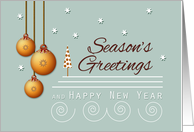 Golden Ornaments Season’s Greetings and Polka dot Tree card