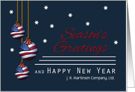 Custom Business Patriotic Season’s Greetings American Flag Ornaments card